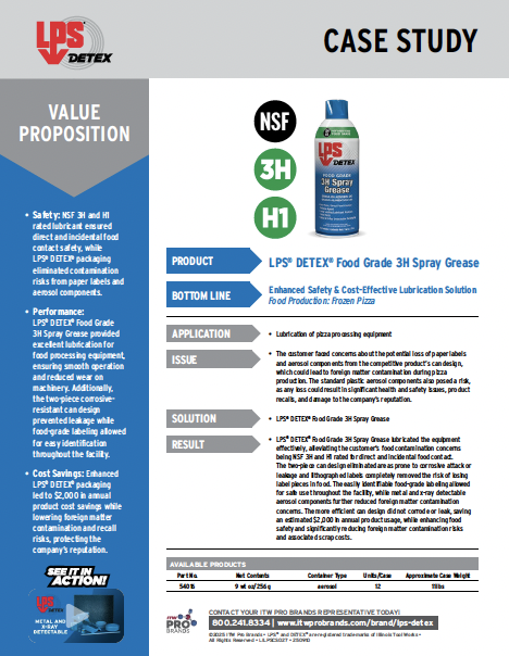 LPS® DETEX® Food Grade 3H Spray Grease - Food Production